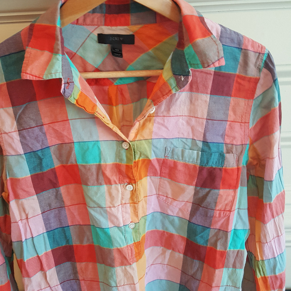 Women's JCrew Multi-Plaid Shirt
